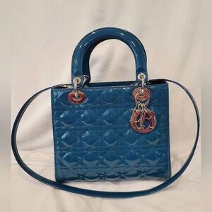 Christian Dior Lady Dior Cannage Quilt Patent Medium Bag